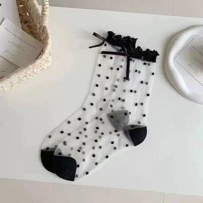 🧦 TLOPA® Official Store – Ice Silk Breathable Socks with Polka Dot Design
